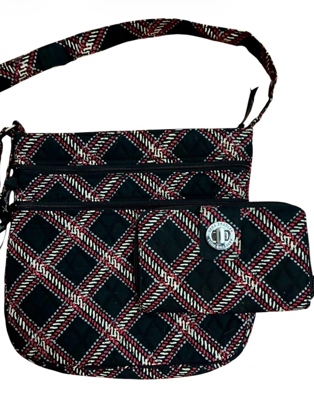 ​Vera Bradley Canterbury Magenta Triple Zip Hipster Crossbody Turnlock Wallet